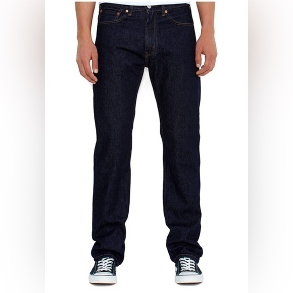 Levi"s 505 dark wash faded classic fit straight leg jeans size 38/32